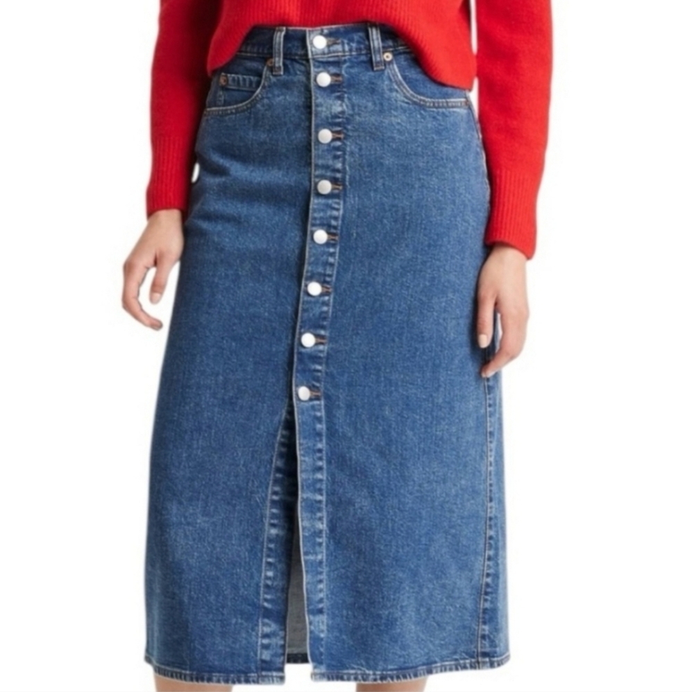 Women's A-Line Midi Denim Skirt - Universal Thread Medium Wash 4 - Picture 3 of 16